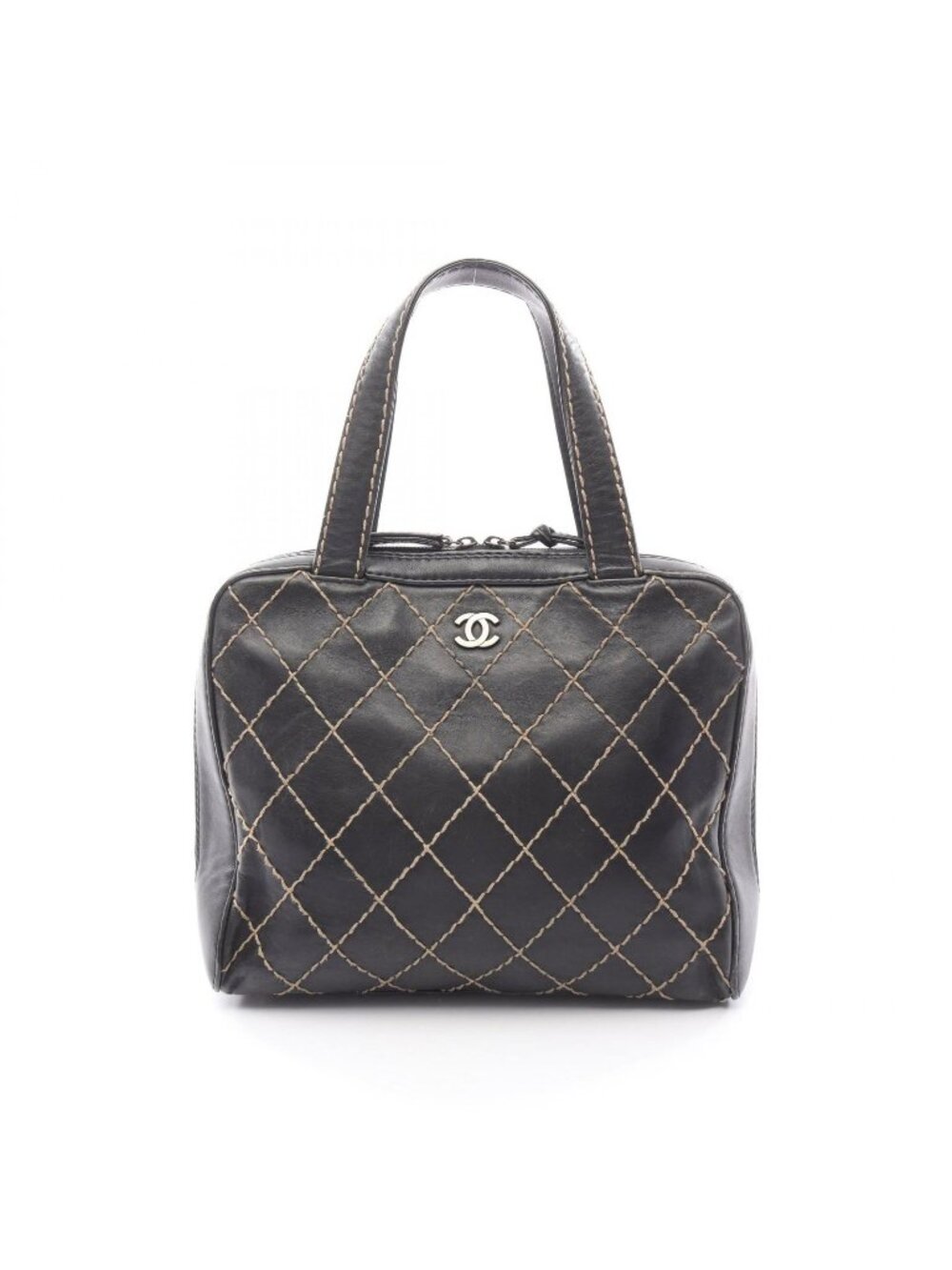 Chanel Handbag Wild Stitch Black Leather